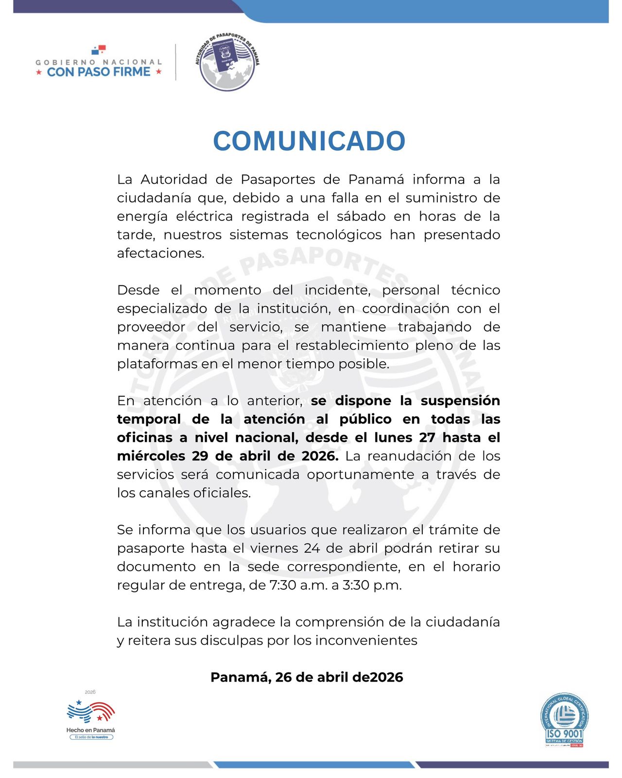COMUNICADO